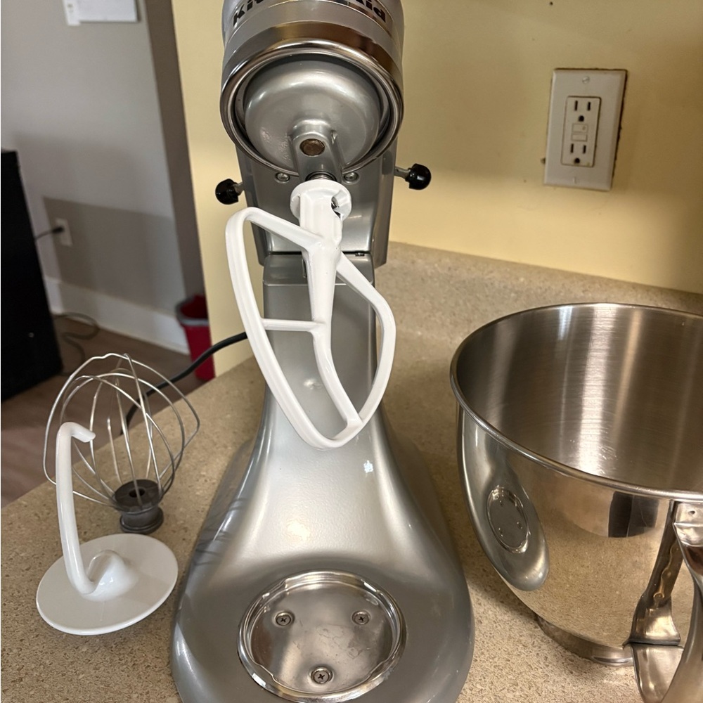 KitchenAid Metallic Gray Stand Mixer with Attachments